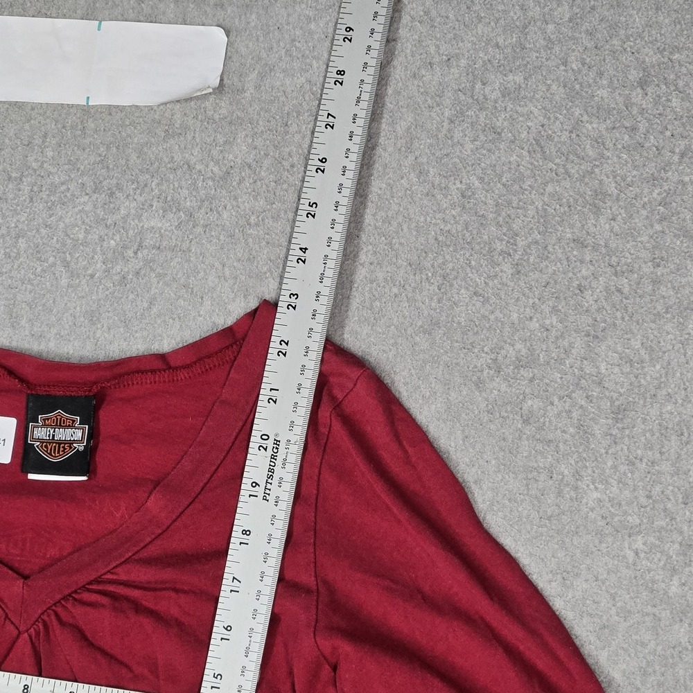 VINTAGE Harley-Davidson Women Shirt M Red Columbia OH Pullover Long Sleeve - Picture 12 of 12